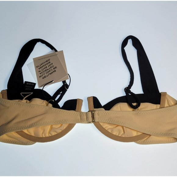 SAME LOS ANGELES BIKINY TOP XLarge WOMENS Beige/Black UNDERWIRE Faux Suede  SWIM - Picture 7 of 10